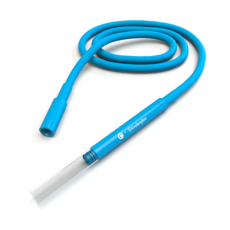 Silicone hose with reinforced glass mouthpiece for gravity bong setup