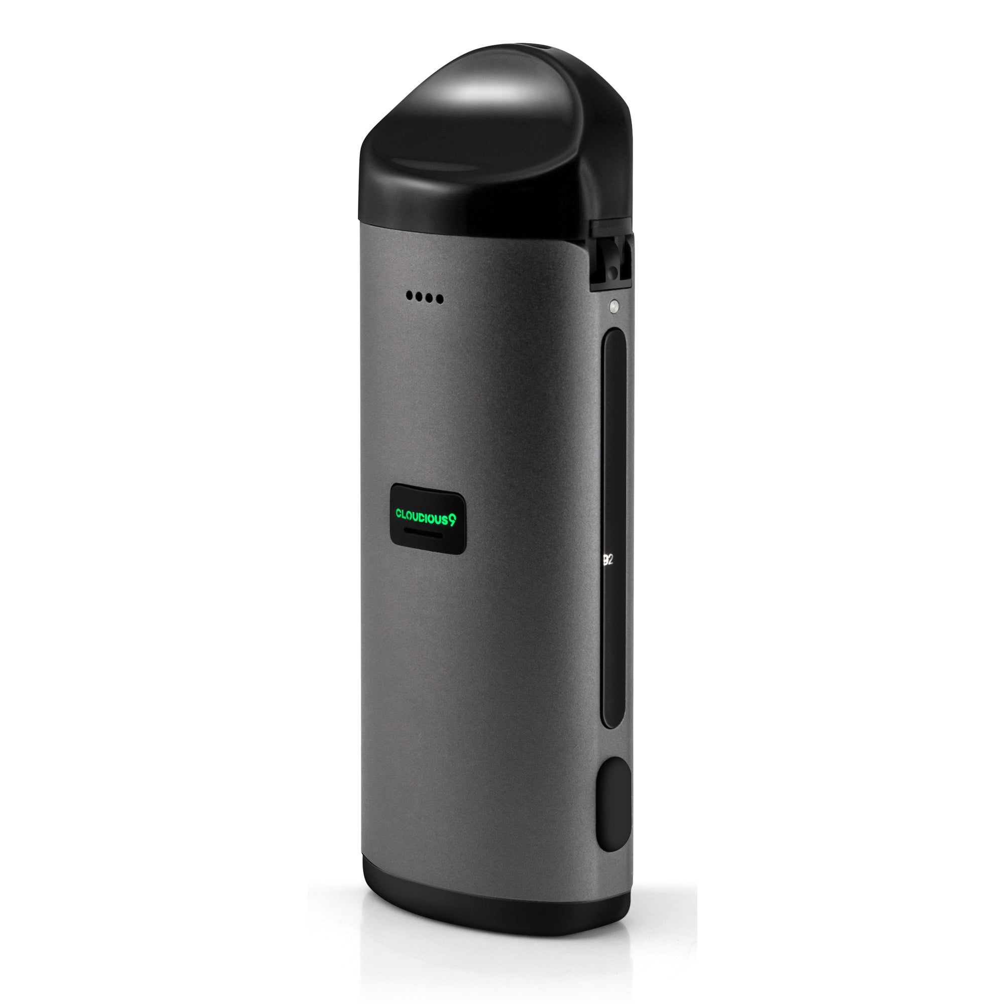 Close-up of Atomic9 vaporizer with temperature settings display
