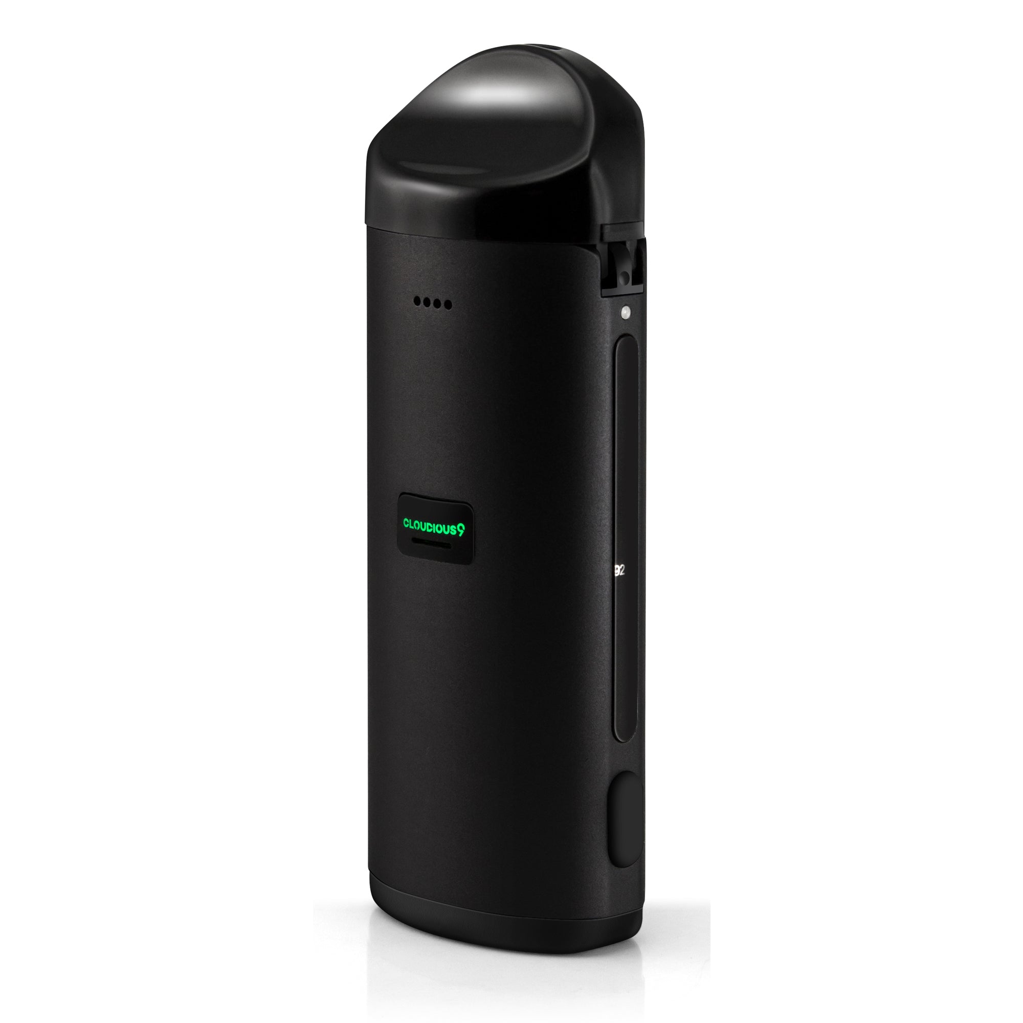 Close-up of Atomic9 vaporizer with temperature settings display