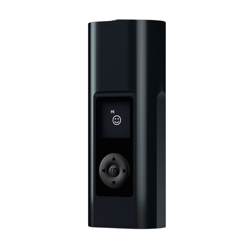 Person holding a dry herb vaporizer with long battery life for portable vaping
