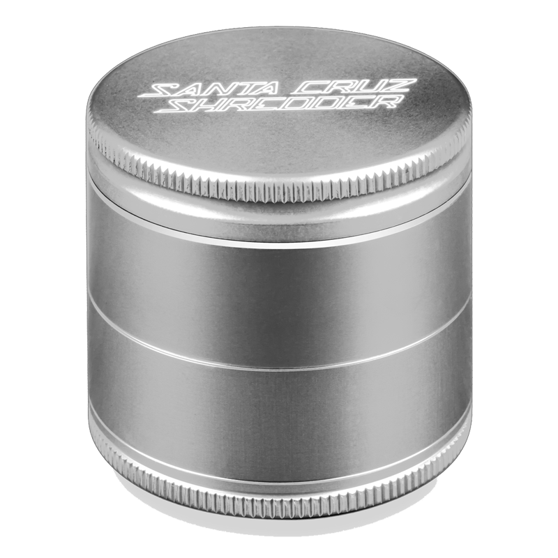 Top view of Santa Cruz Shredder 4-piece cannabis grinder in black