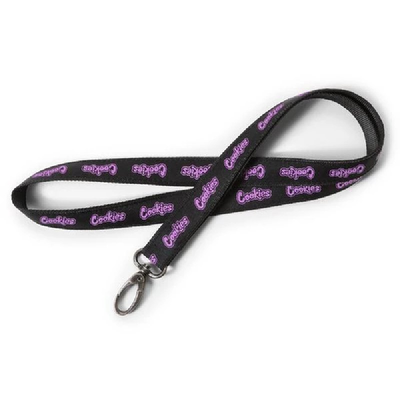 Close-up of the Cookies Mint Lanyards metal hook clasp, ideal for attaching keys and ID badges.