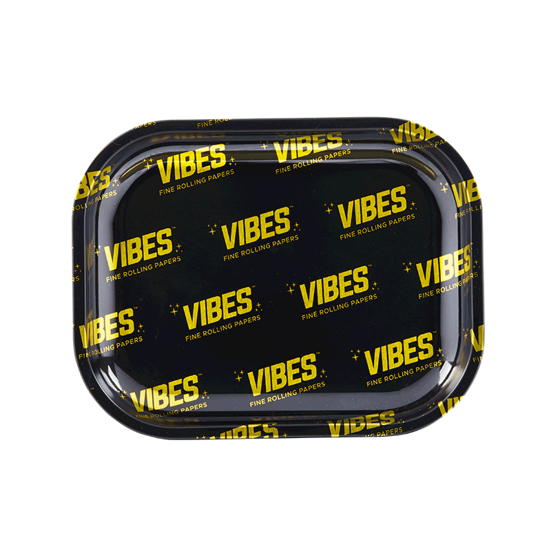 Vibes Premium Rolling Tray displaying its rounded corners and safe, sleek design.