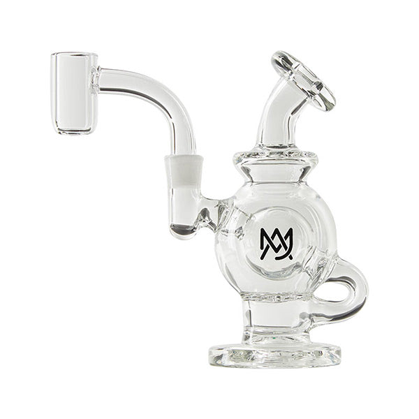 Front view of MJ Arsenal Atlas Mini Rig highlighting its compact size and sturdy borosilicate glass construction