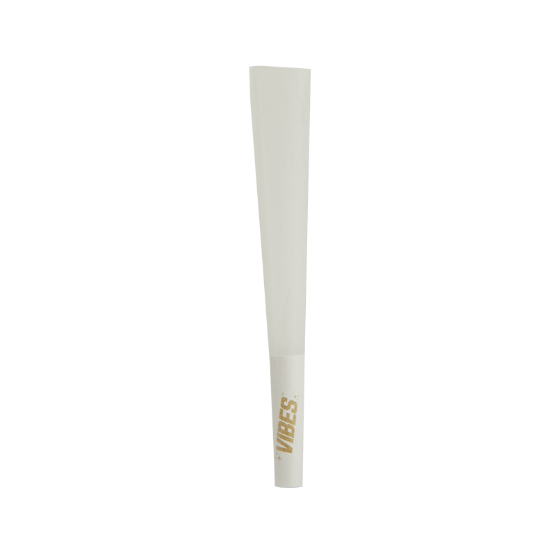 Close-up of Vibes cones being filled with herbs, highlighting their ultra-thin paper.