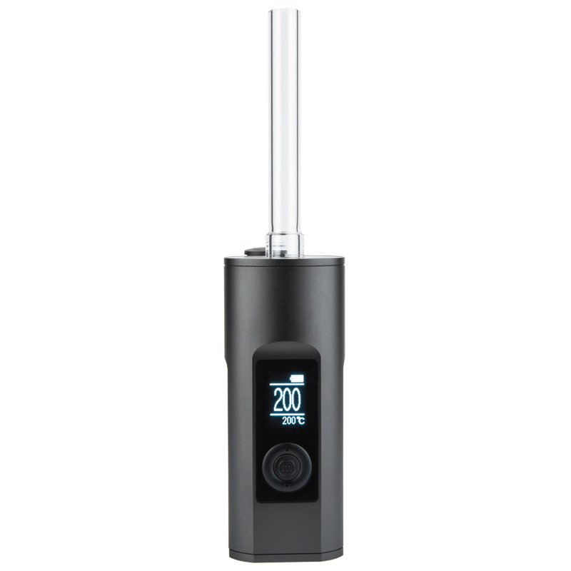 Arizer Solo 2 vaporizer with glass aroma tube, demonstrating its premium all-glass vapor path.