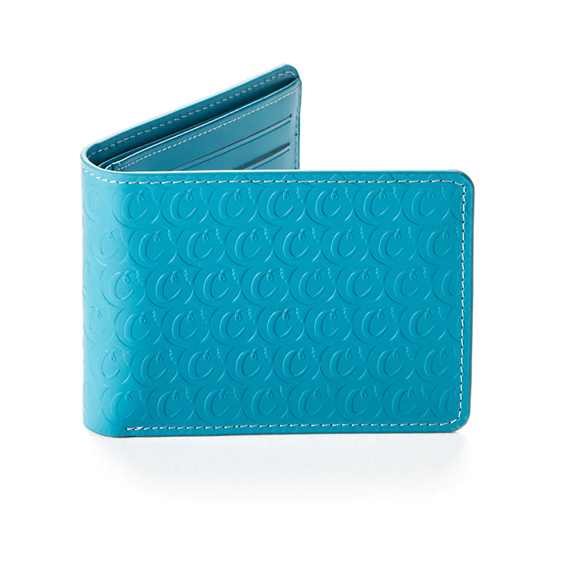 Front view of Urban Chic embossed leather billfold wallet in black, showcasing the elegant design.