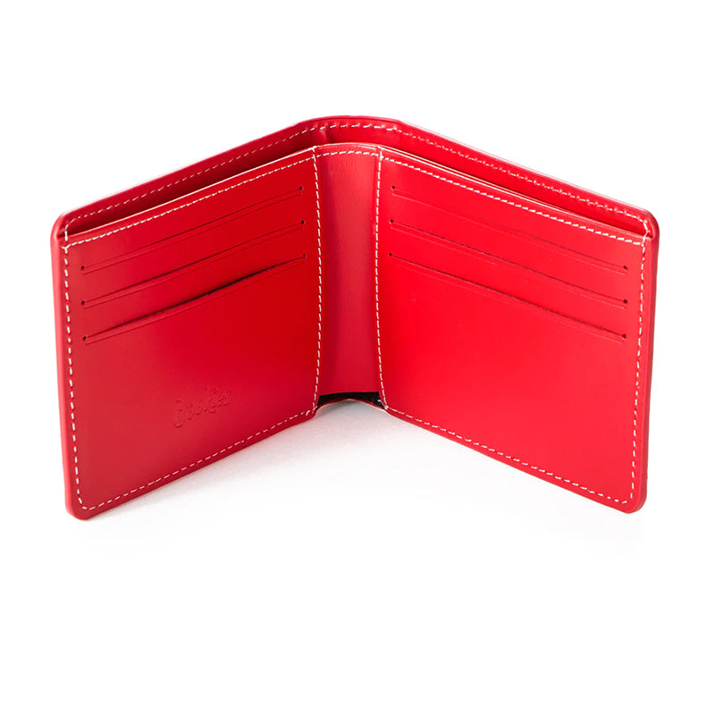 Front view of Urban Chic embossed leather billfold wallet in black, showcasing the elegant design.