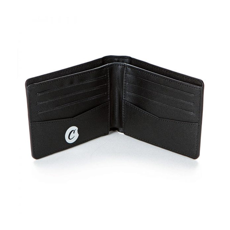Side view of the Cookies textured faux leather slim billfold wallet, highlighting its slim profile and elegant design.