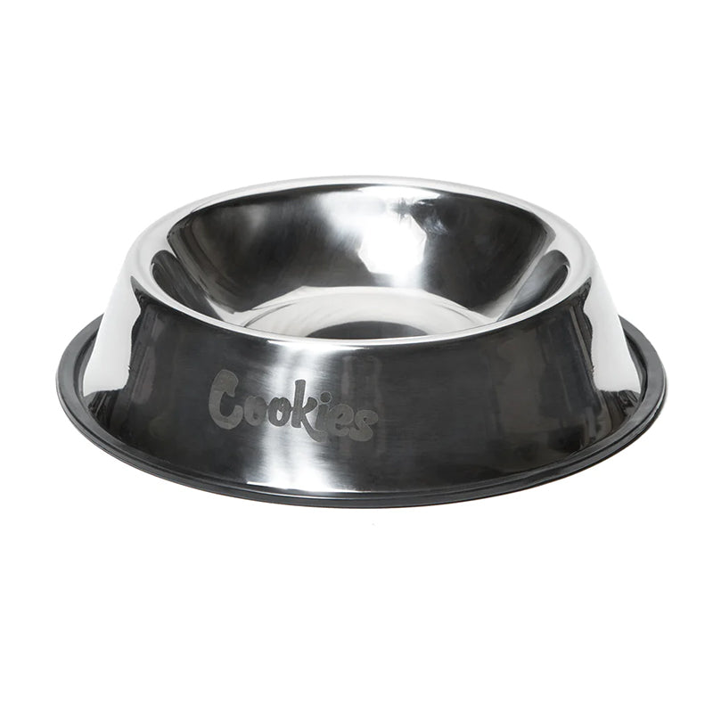 Sleek stainless steel dog bowl with non-slip silicone base, perfect for small dogs.