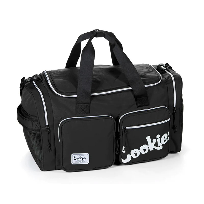 Open view of the Cookies Heritage duffle bag highlighting the dual storage pockets