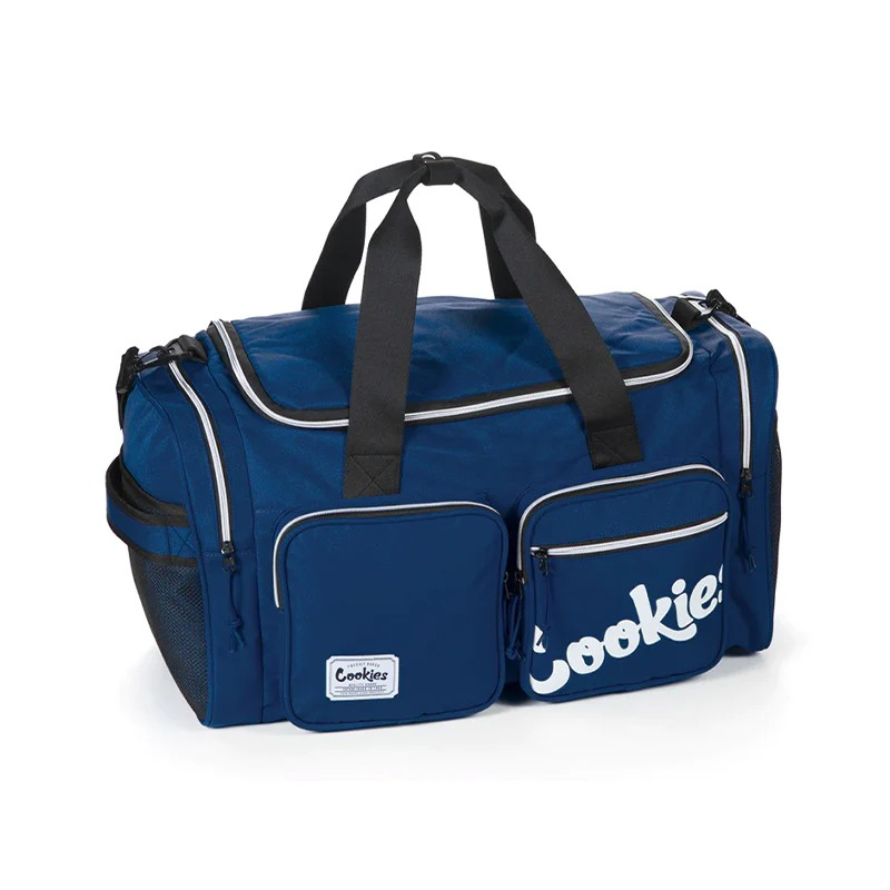 Open view of the Cookies Heritage duffle bag highlighting the dual storage pockets