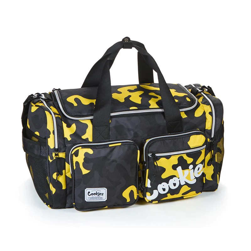 Open view of the Cookies Heritage duffle bag highlighting the dual storage pockets
