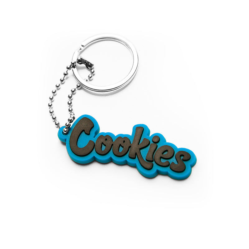Close-up of the Cookies Mint Logo Keychain, highlighting the vibrant mint color and logo details.