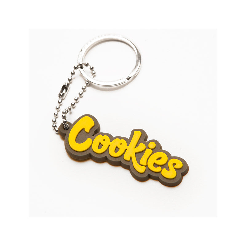 Cookies Mint Logo Keychain held in hand, showing its lightweight and compact design for daily use.
