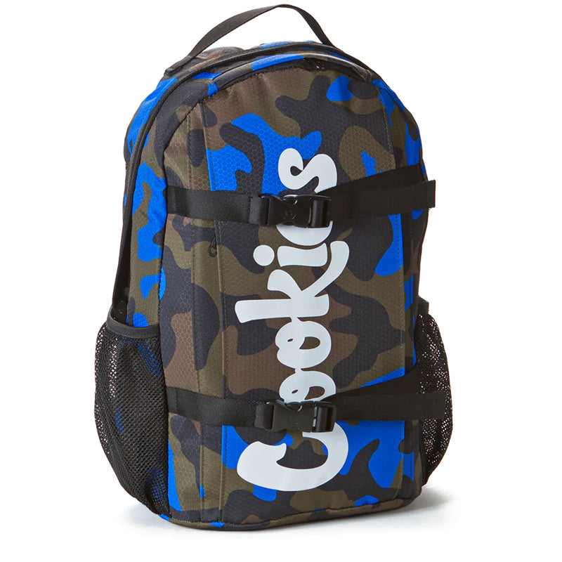 Interior view of the spacious nylon backpack with zip compartments, ideal for school supplies.