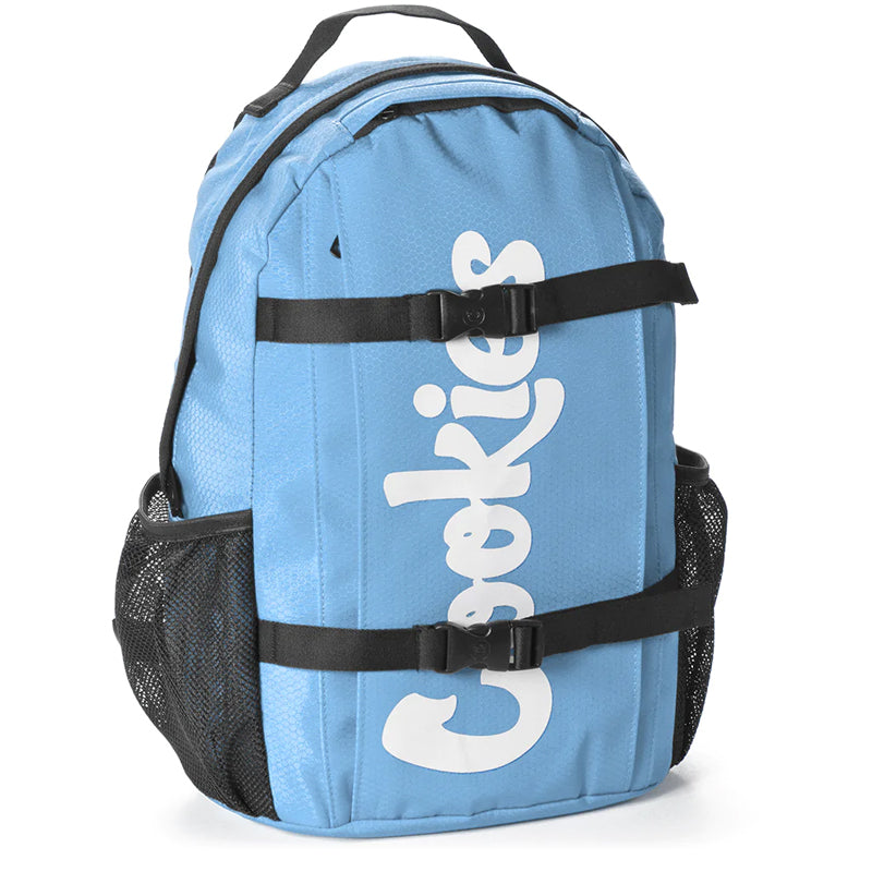 Interior view of the spacious nylon backpack with zip compartments, ideal for school supplies.