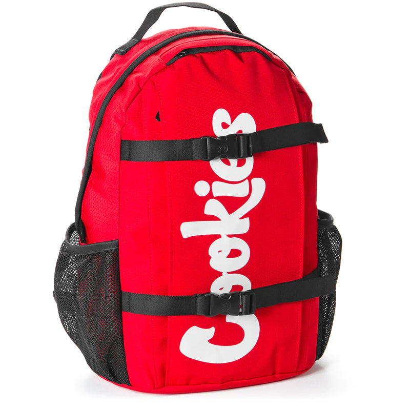 Interior view of the spacious nylon backpack with zip compartments, ideal for school supplies.