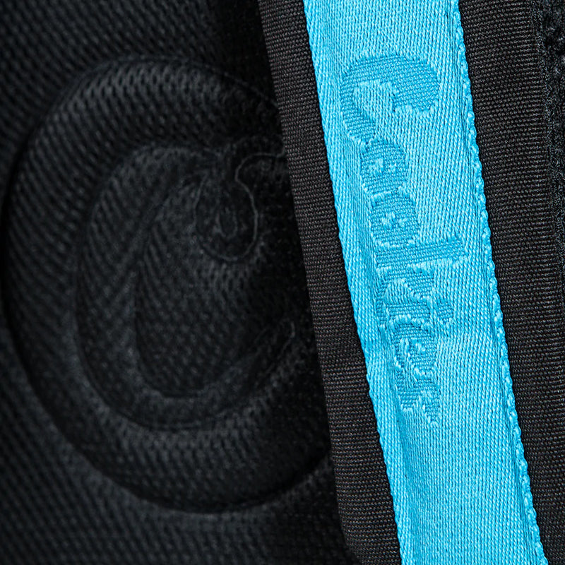 Open main pocket of backpack with organized storage for travel essentials