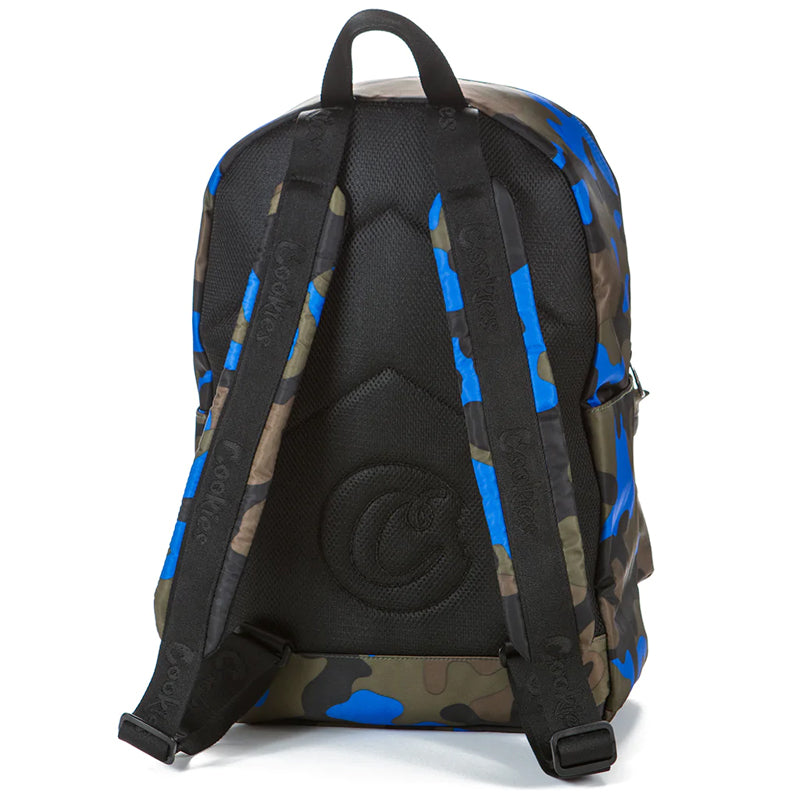 Open main pocket of backpack with organized storage for travel essentials