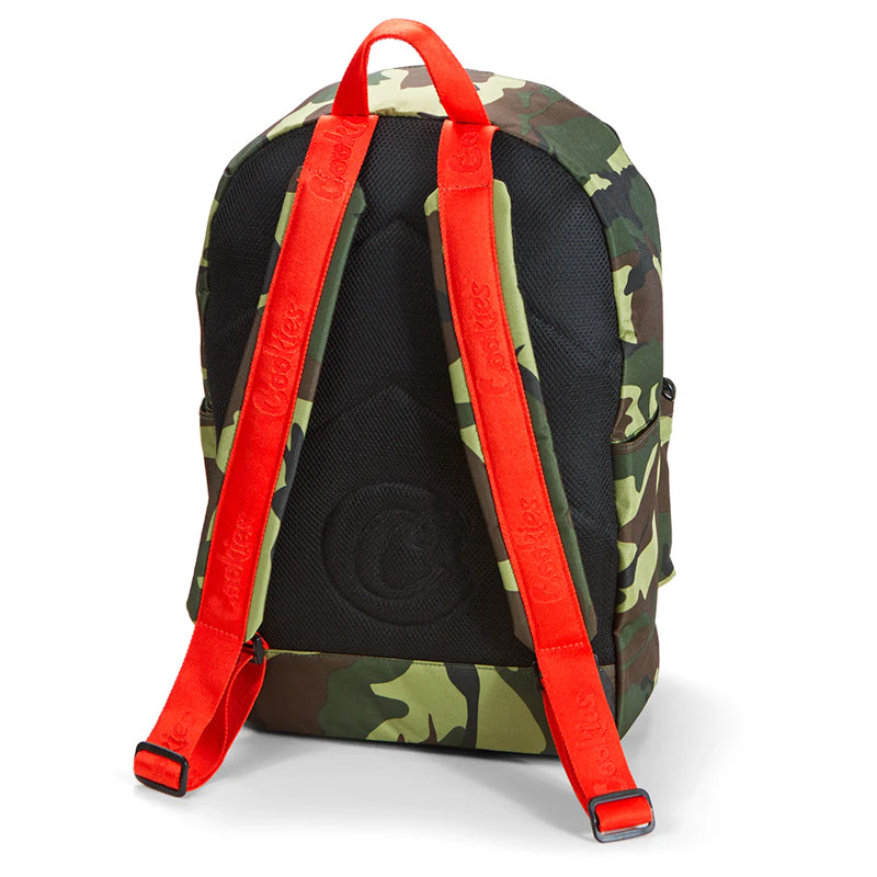 Open main pocket of backpack with organized storage for travel essentials