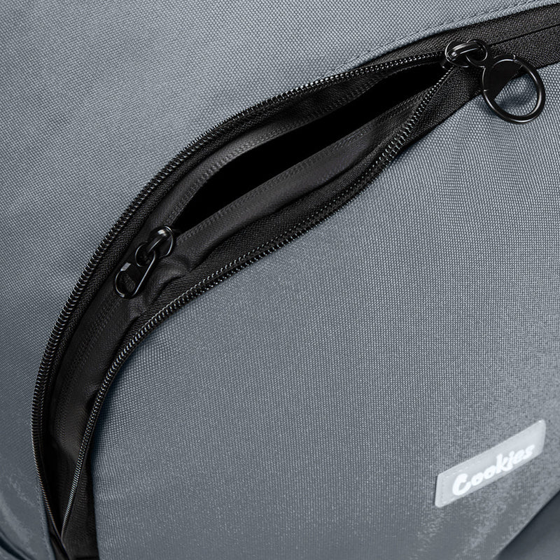 Front view of Cookies Orion streetwear backpack showing spacious compartments
