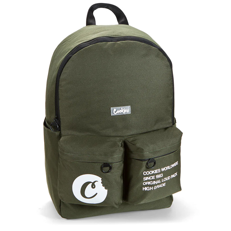 Model wearing the stylish streetwear backpack during daily commute