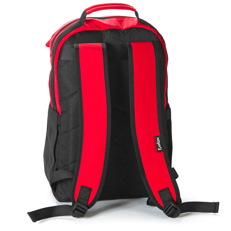 Front view of Cookies Parks Adventure Utility Backpack showcasing multiple compartments and padded straps.