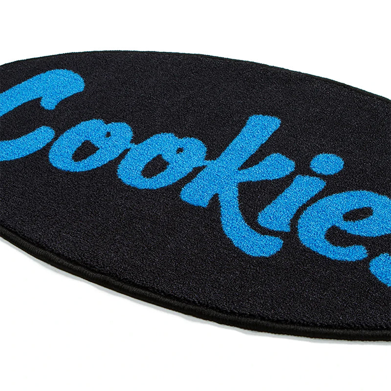 Close-up of the non-slip backing on the Minty Fresh Cannabis Decor Rug, highlighting durability.