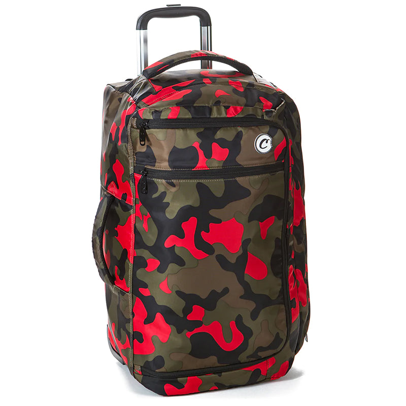 Close-up of the Cookies Trek roller travel bag showing durable nylon material and double zipper system