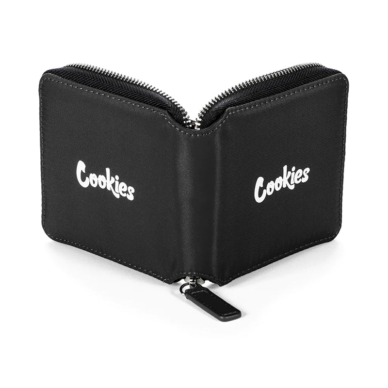 Chic matte nylon zipper wallet showcasing its sleek design and full zip closure.