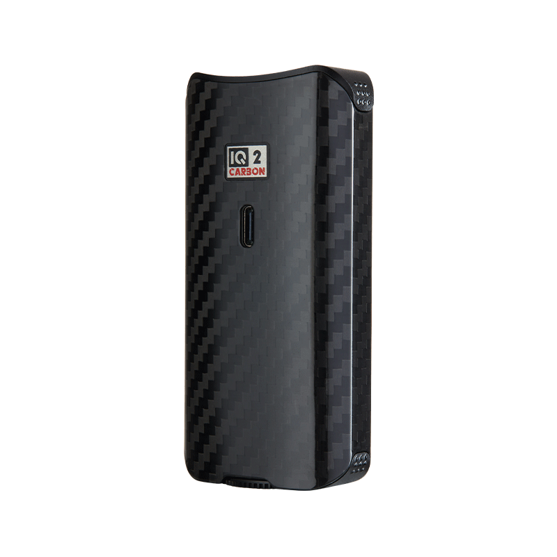 Davinci IQ2 Carbon Vaporizer displayed on a table, demonstrating its stylish appearance and easy usability.