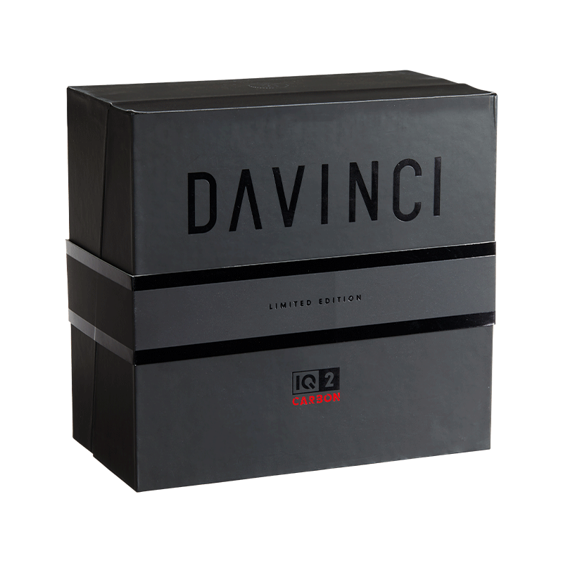 Davinci IQ2 Carbon Vaporizer displayed on a table, demonstrating its stylish appearance and easy usability.