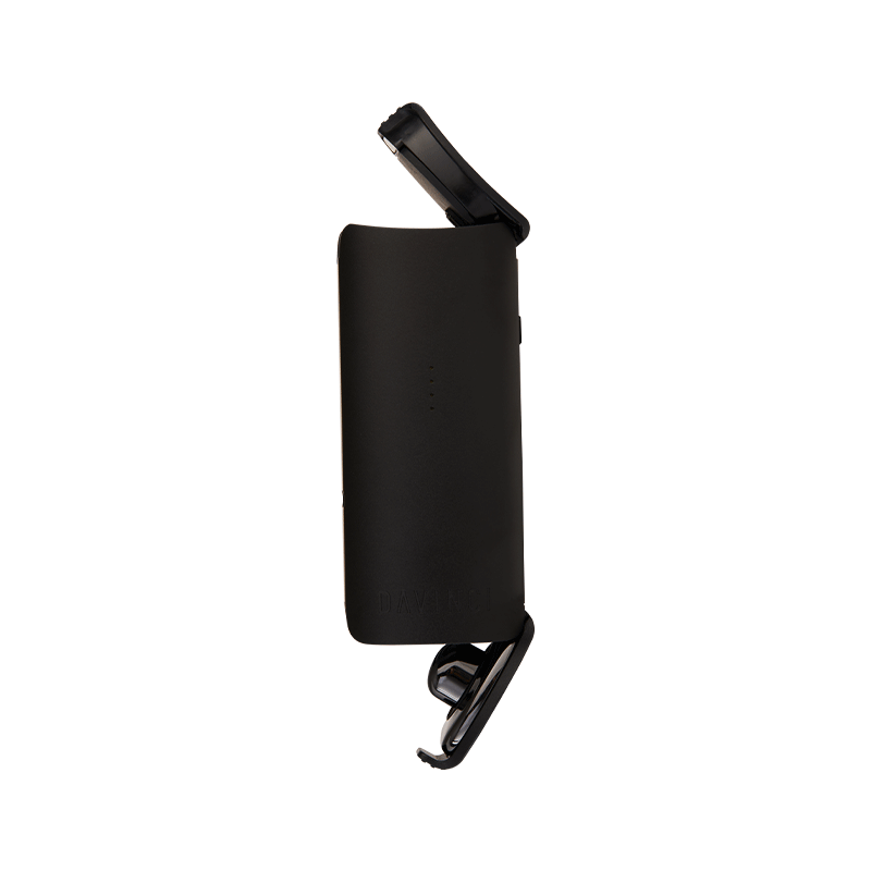 Close-up of the MIQRO-C vaporizer showing the USB-C charging port and mouthpiece.