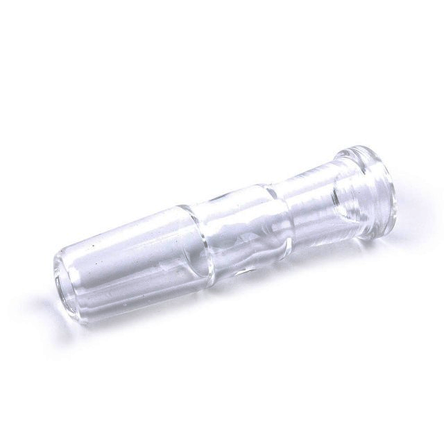 DaVinci IQ glass water adapter attached to a water pipe for smooth vapor filtration
