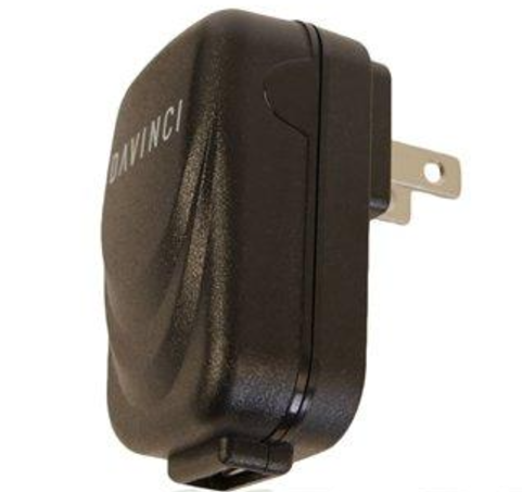 Close-up of DaVinci IQ USB universal AC adapter with multiple plug types