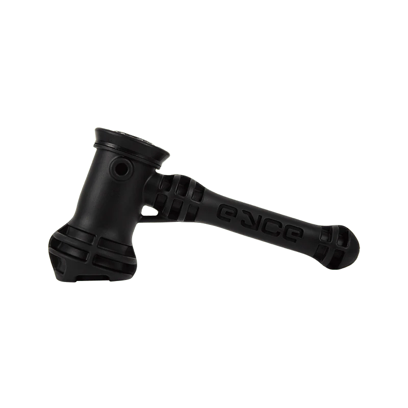 Hand holding the durable silicone pipe with a glass bowl insert for smooth hits