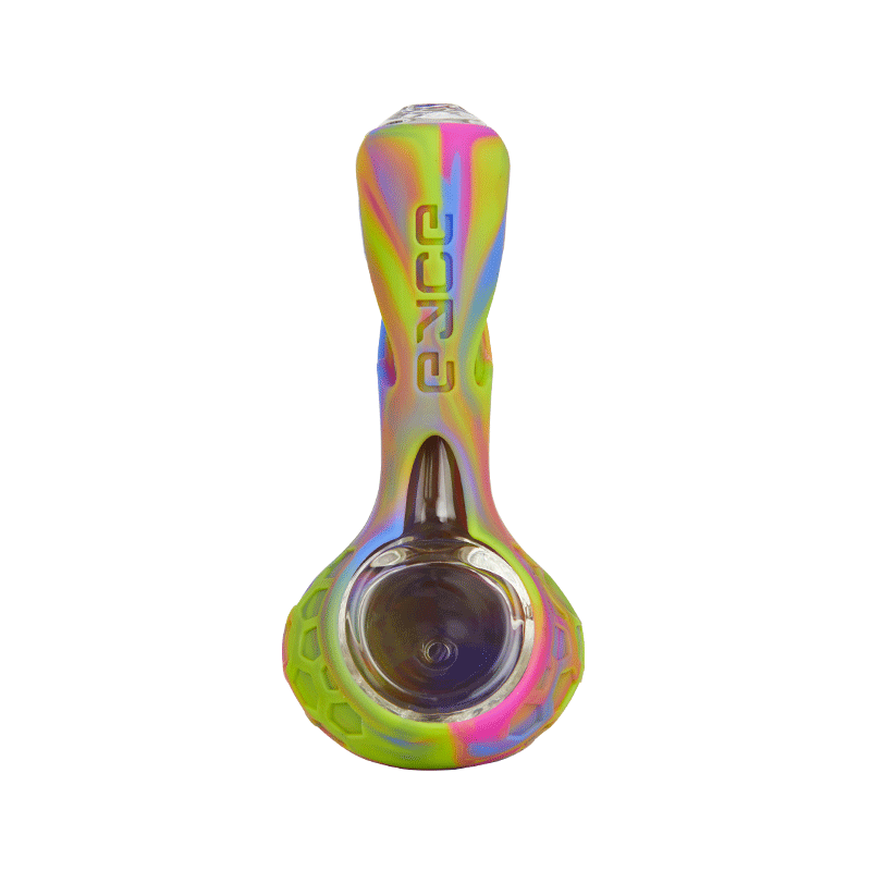 Close-up of the alien-inspired shape of the Galactic Alien Silicone Smoking Pipe, featuring its durable materials.
