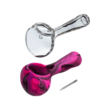 Close-up of the alien-inspired shape of the Galactic Alien Silicone Smoking Pipe, featuring its durable materials.