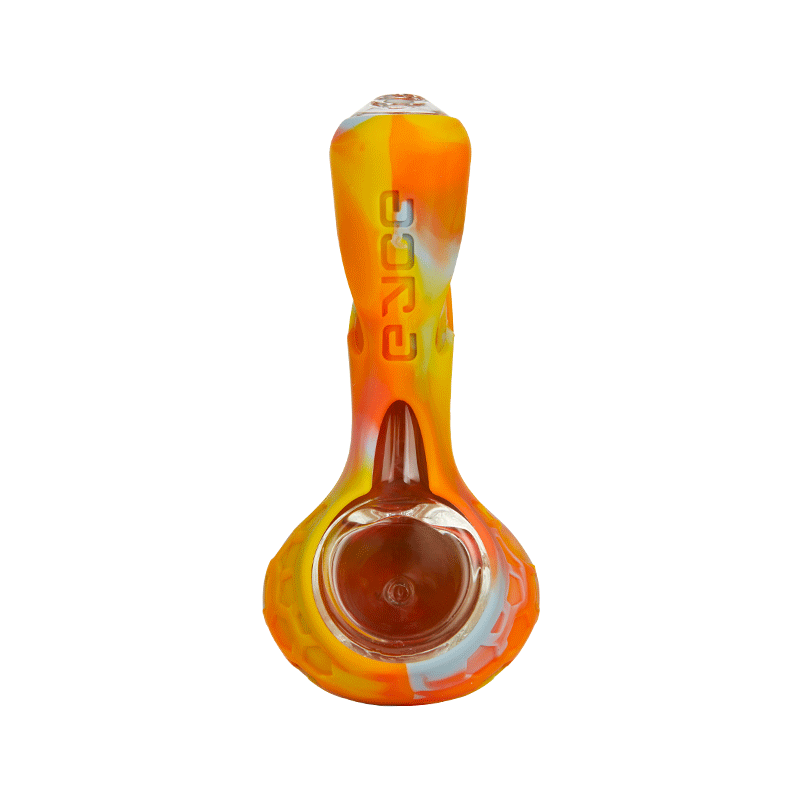Galactic Alien Silicone Smoking Pipe in a natural outdoor setting, highlighting its travel-friendly design.