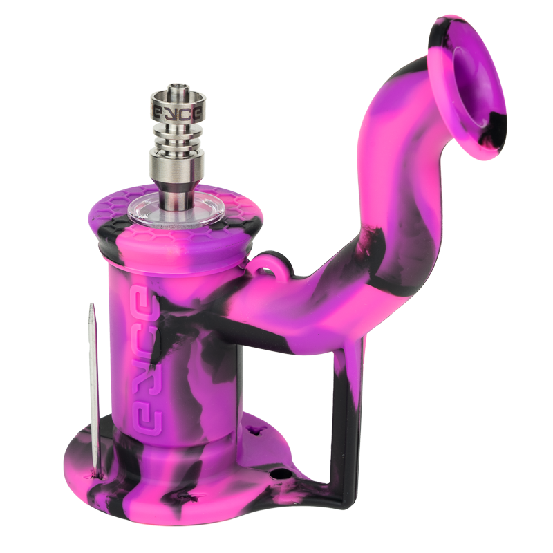 Portable silicone dab rig in vibrant color, ideal for travel and on-the-go dabbing