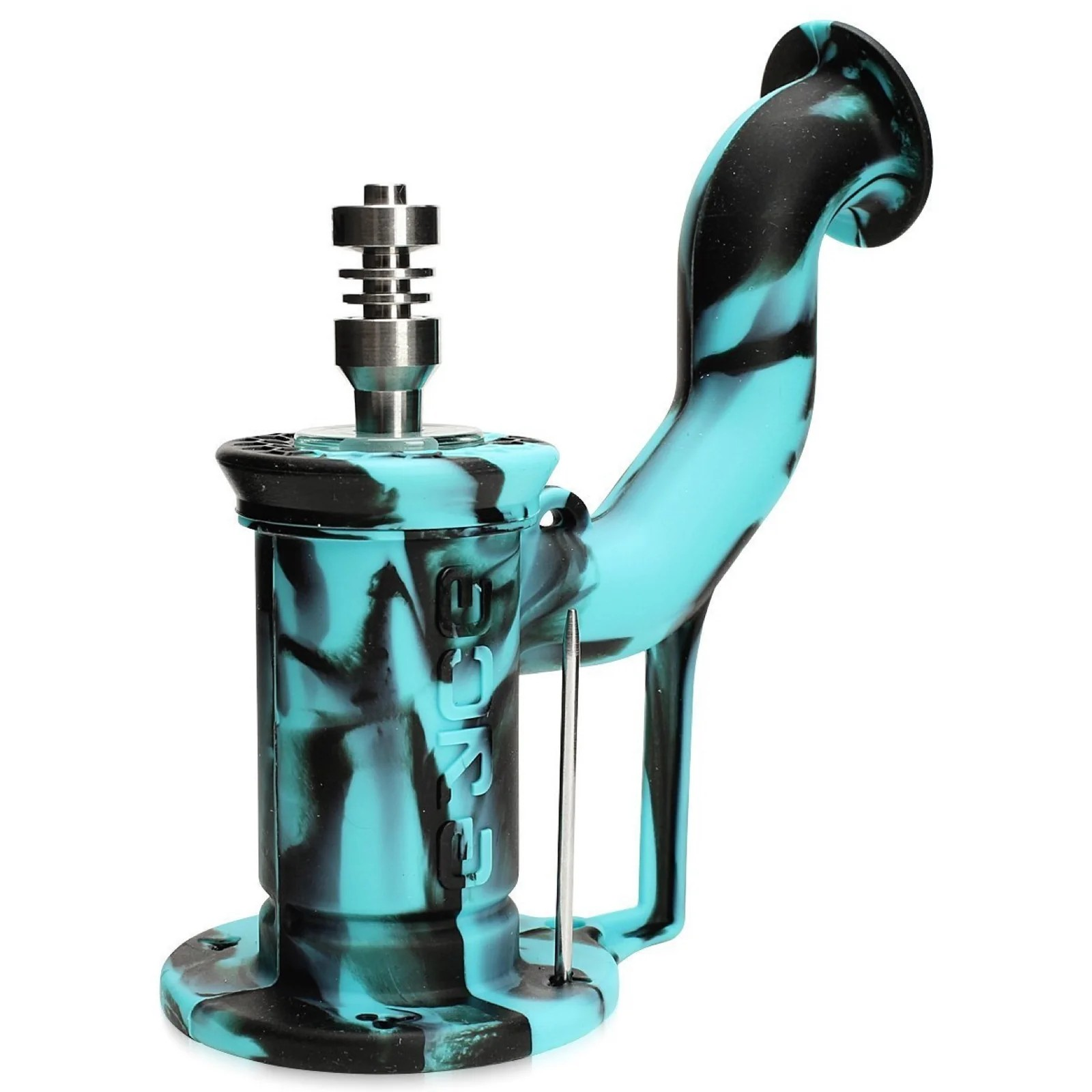 Portable silicone dab rig in vibrant color, ideal for travel and on-the-go dabbing