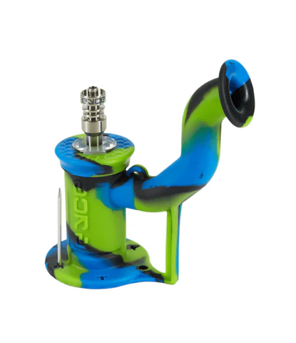 Portable silicone dab rig in vibrant color, ideal for travel and on-the-go dabbing