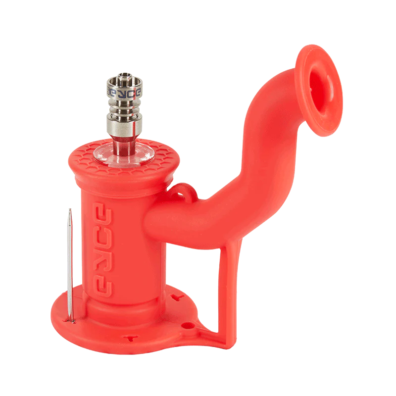 Portable silicone dab rig in vibrant color, ideal for travel and on-the-go dabbing
