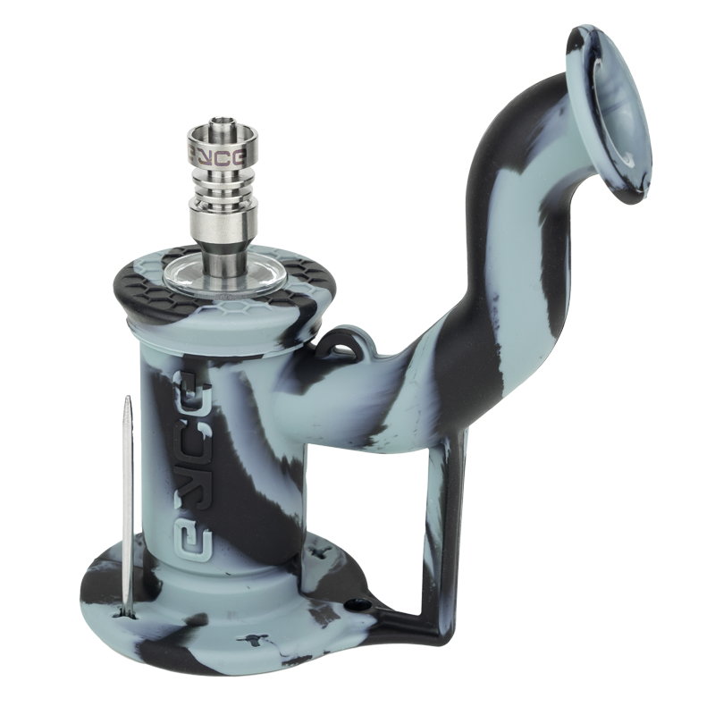 Portable silicone dab rig in vibrant color, ideal for travel and on-the-go dabbing