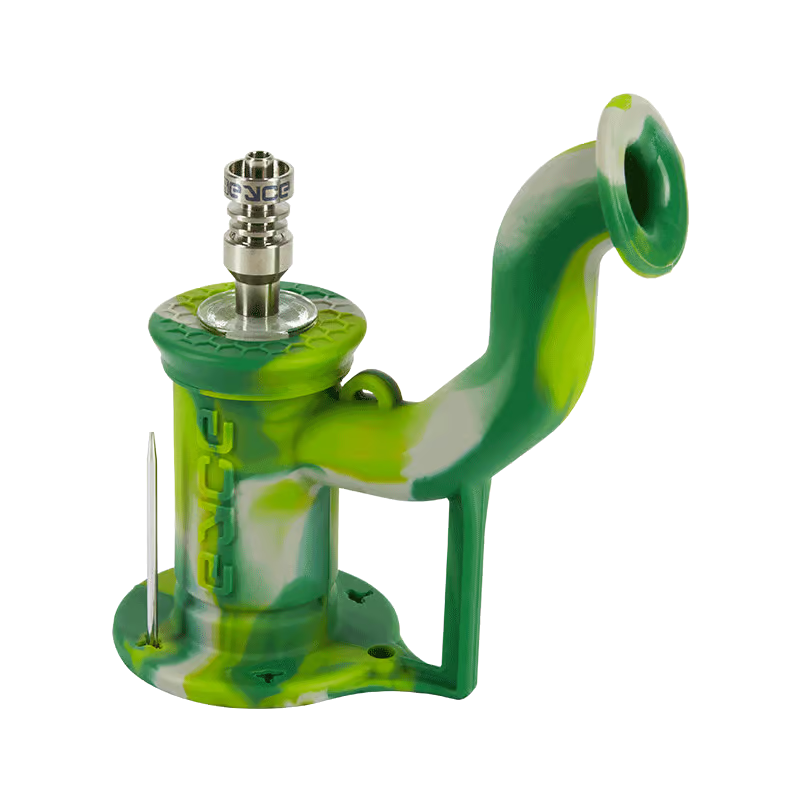 Portable silicone dab rig in vibrant color, ideal for travel and on-the-go dabbing