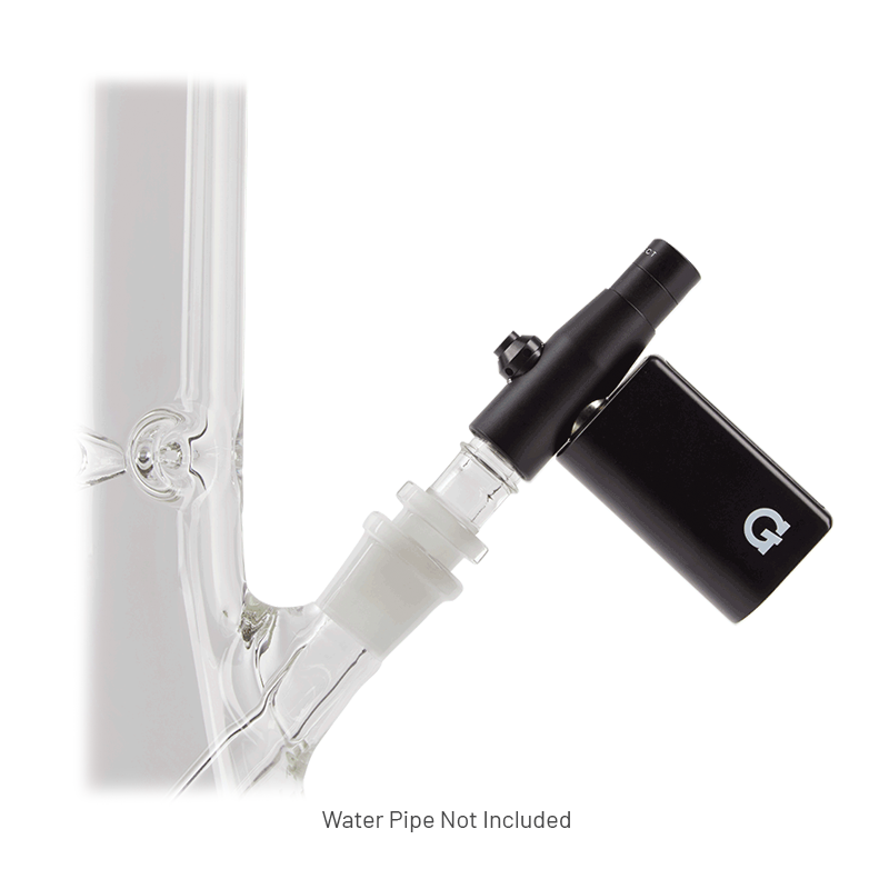 G Pen Connect Pro portable vaporizer with a glass water pipe, highlighting its compact size and stylish design.