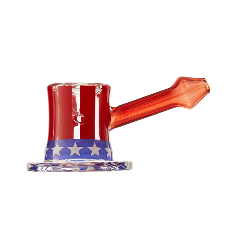 Top shot showing the Uncle Sam hat-shaped bowl of the patriotic hand pipe