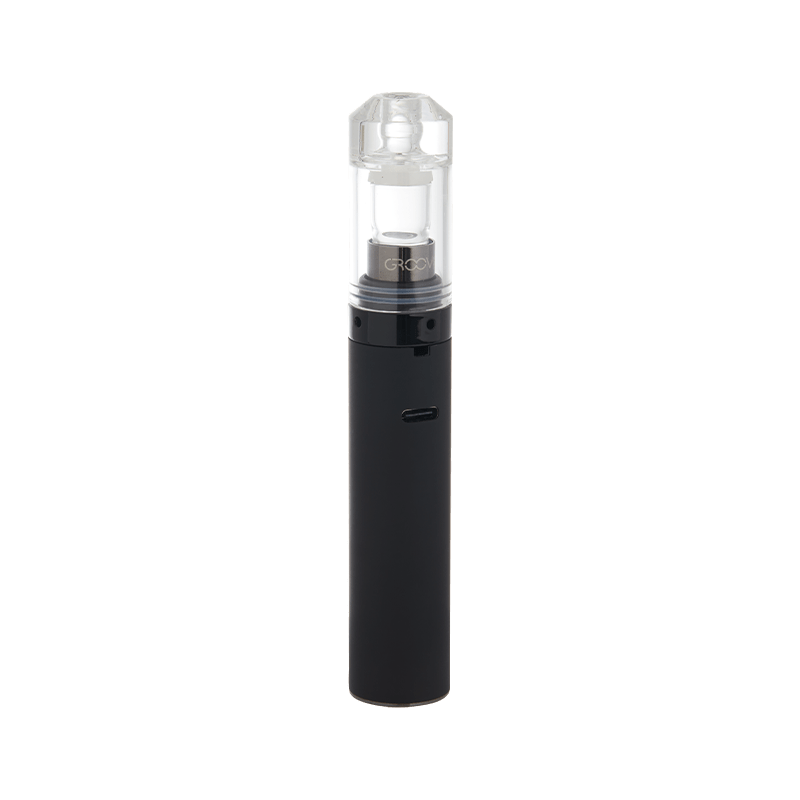 Close-up of Groove CARA+ vaporizer showing sleek design and coil-less quartz cup