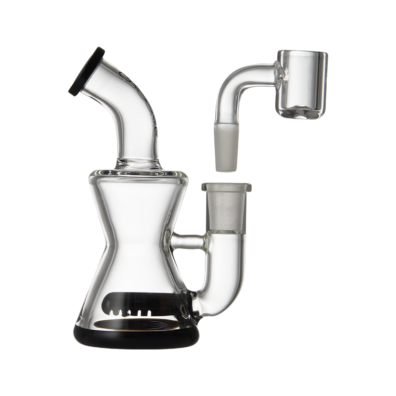 Top-down shot of the mini hourglass rig in use, highlighting its durable construction
